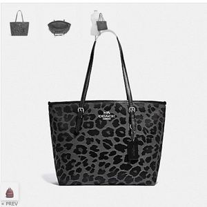 Coach Zip Top Tote w/ Leopard Print F39037